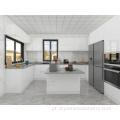 Armário de cozinha moderno de portas acrílicas brancas de acrílico